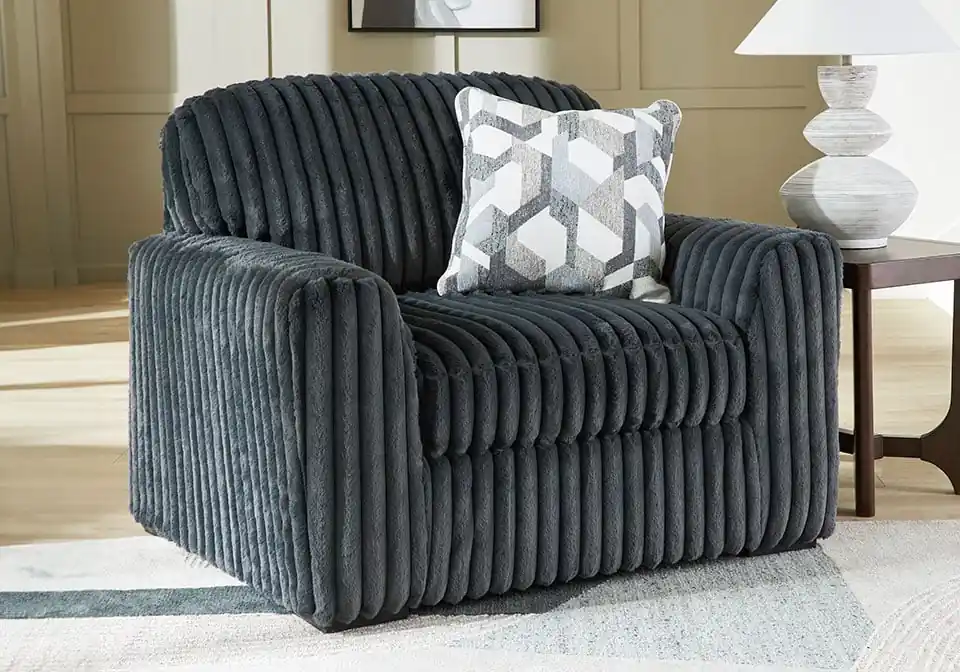 Midnight Madness Gunmetal Chair & 1/2 - chairs