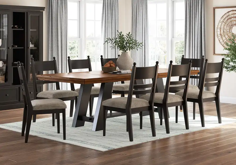 Greddinton Black & Brown 9pc. Dining Set - casual dining sets