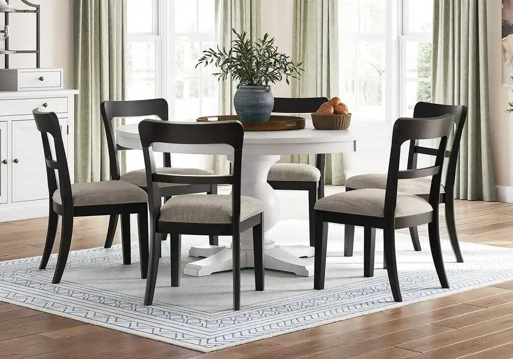 Greddinton Black & White Round 7pc. Dining Set - casual dining sets