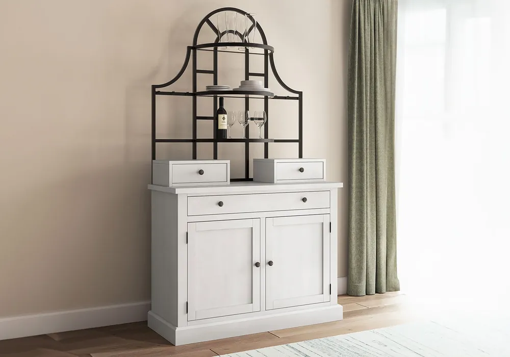 Greddinton White & Black Baker’s Rack - accent cabinets