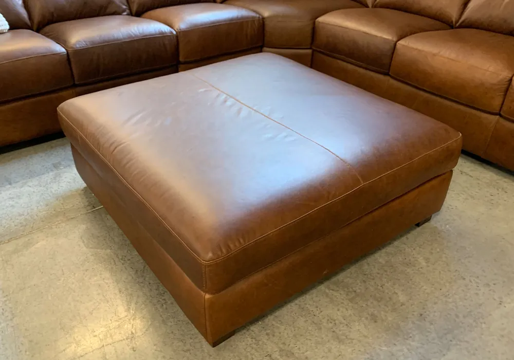 Academy Siena Leather Ottoman - living room
