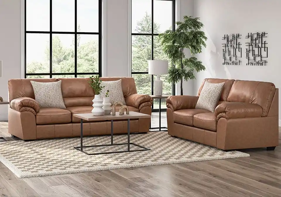 WillowBend Caramel Sofa Set - living room