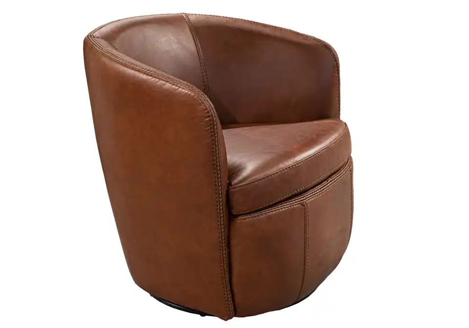Aiden Vintage Cognac Swivel Club Chair - accent chairs