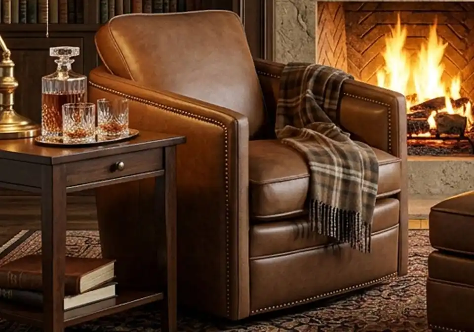 Baylor Nut Swivel Club Chair - accent chairs